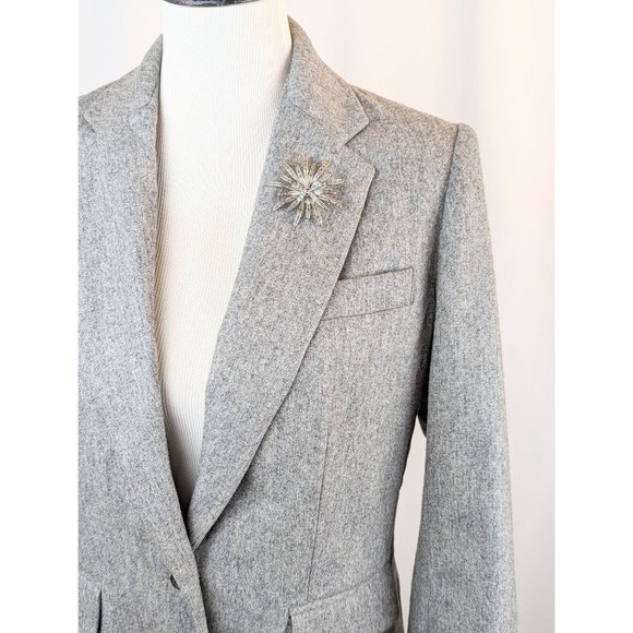 Women's Gray Wool Fitted Blazer Jacket Sz M Vintage 1980s Ladies Grey Wool Coat - Picture 6 of 10
